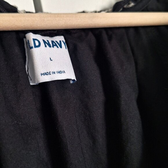 💙 Old Navy Cotton Embroidered Lined Pockets Dress Size L/XL Fall Cottage Boho - Picture 5 of 7